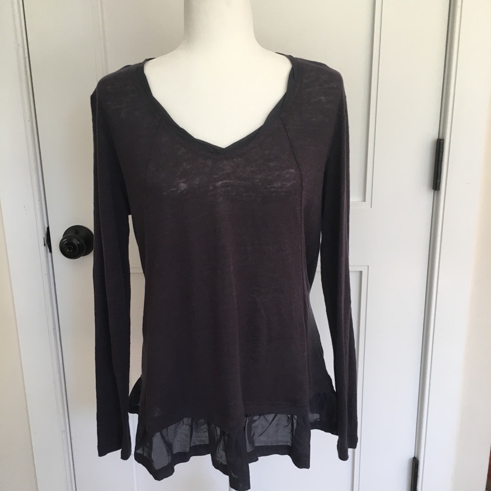 Wrap London Blue Linen Top Silk Blend Trim E